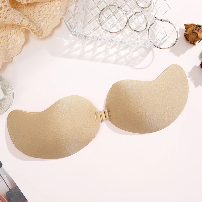 FINETOO 1Pair Women Invisible Underwear nubra Breast Patch Tow-Color Hypoallergenic Mango Cup bra Silicone Non-Falling Off Thin