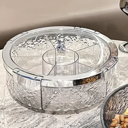 Deluxe Multi - Compartment Snack Serving Tray with Lid (Transparent silver)