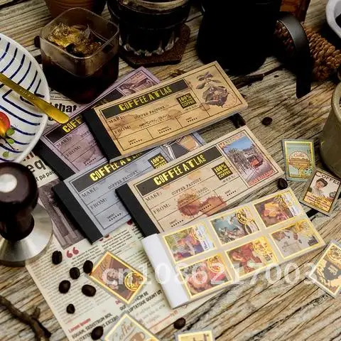 

Vintage bronzing Stickers 20 Pcs Decorative Hand Account Stick Labels Diy Diary Album Junk Journaling Collage material