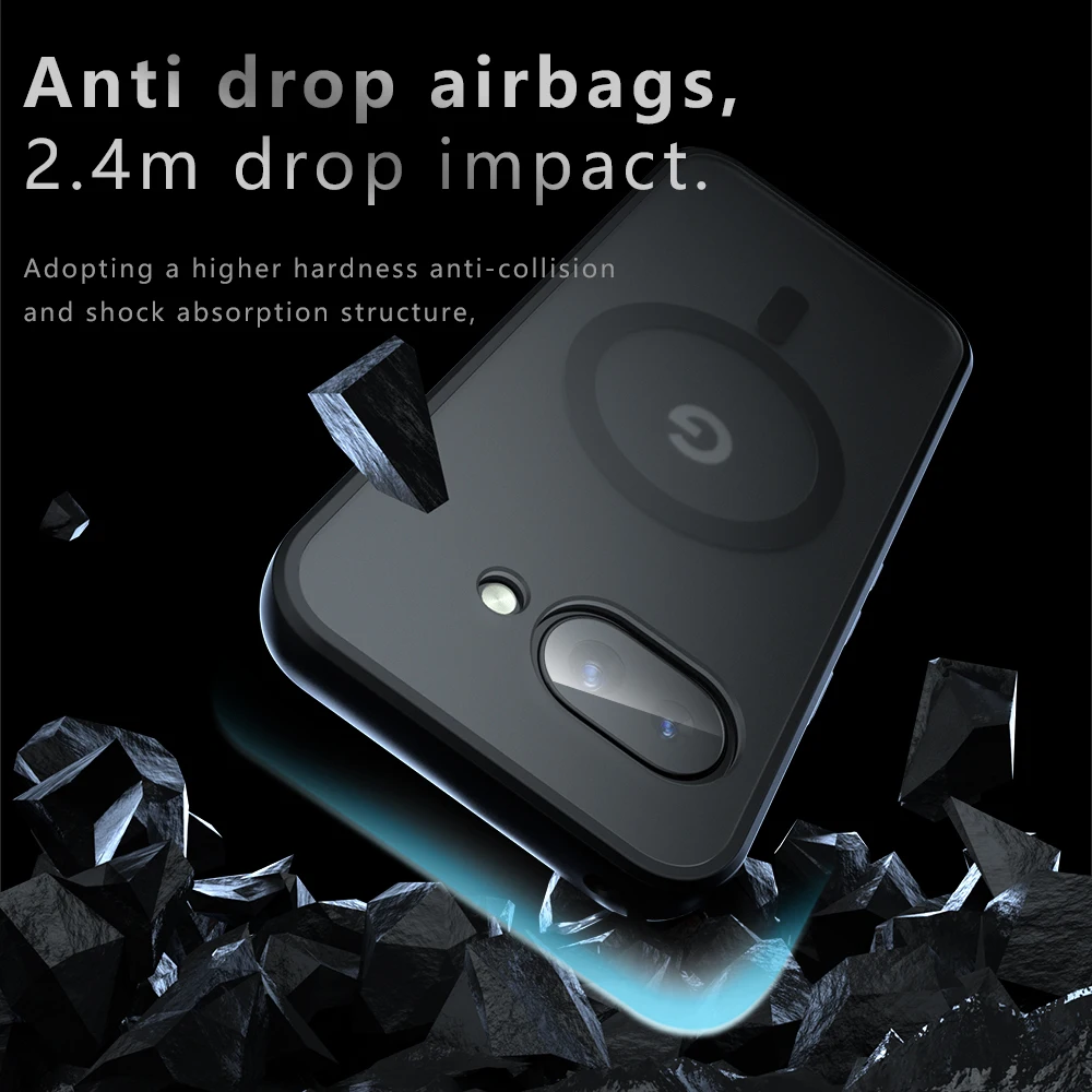 Shockproof Matte TPU Frame Translucent Phone Case with Magnetic Skin Feel