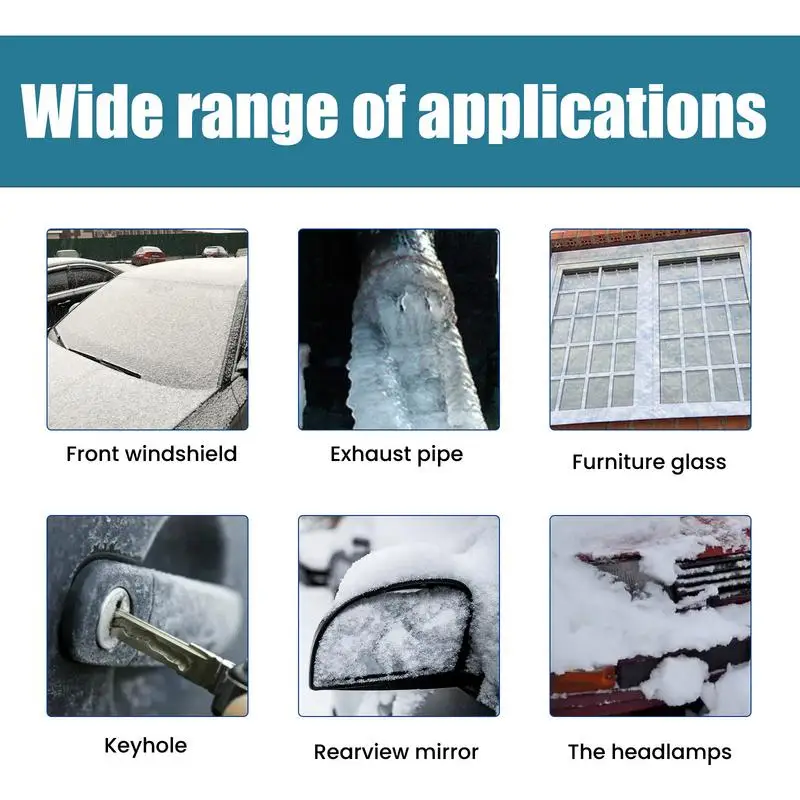 De Icer For Car Windshield 60ml Snow Melting Car Deicer Spray Multifunctional Ice Melting Agent Spray Household Defrost