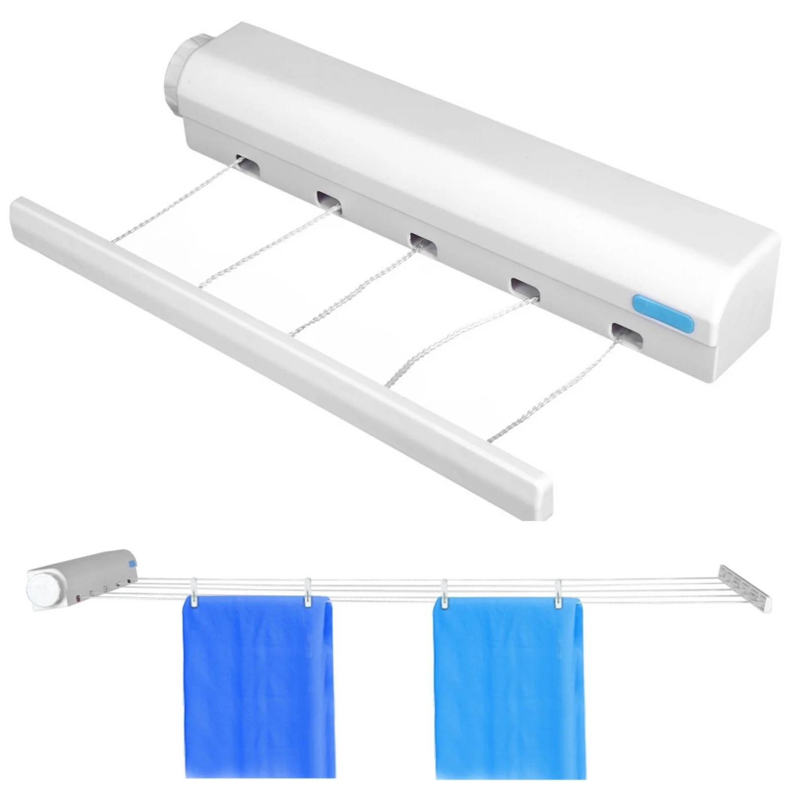 Retractable Clothesline With 4/5-Lines Wall Mounted Clothes Dryer Line Bathroom Invisible Clothesline Space Saving Drying Hanger clothing drying rope clothes drying line