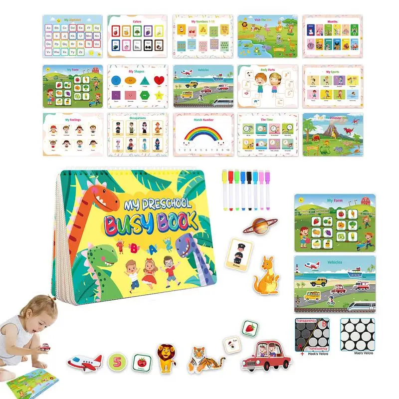 

Busy Book Preschool Activity Book Educational Travel Books Montessori Sensory Early Learning Toy For Kids Boys Girls Reusable