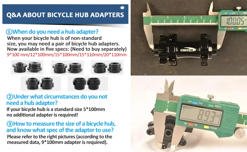Description Picture 2 of item1 Pair Bicycle Front Fork Hub Adapters 5/9/12/15 x 100mm 15/20 x 110mm for ROCKBROS Car Roof-Top Carrier Bike Hub Accessories