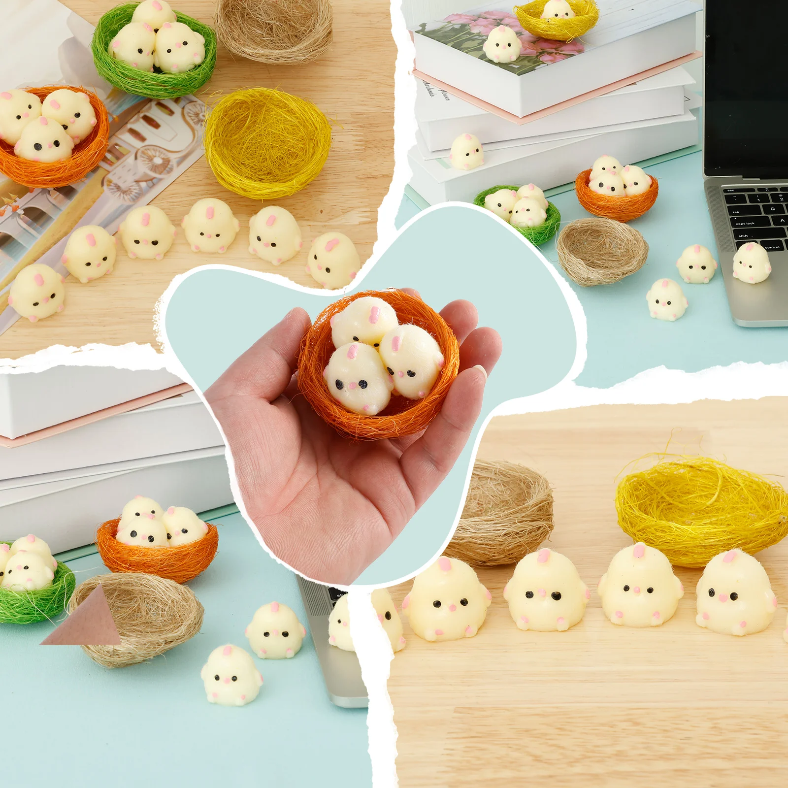 8Pcs Mini Chicken Squishy Toy Cute Small Chicken Sensory Pinch Toy Funny Pinch Gadgets for Backpack Office Desktop Decoration