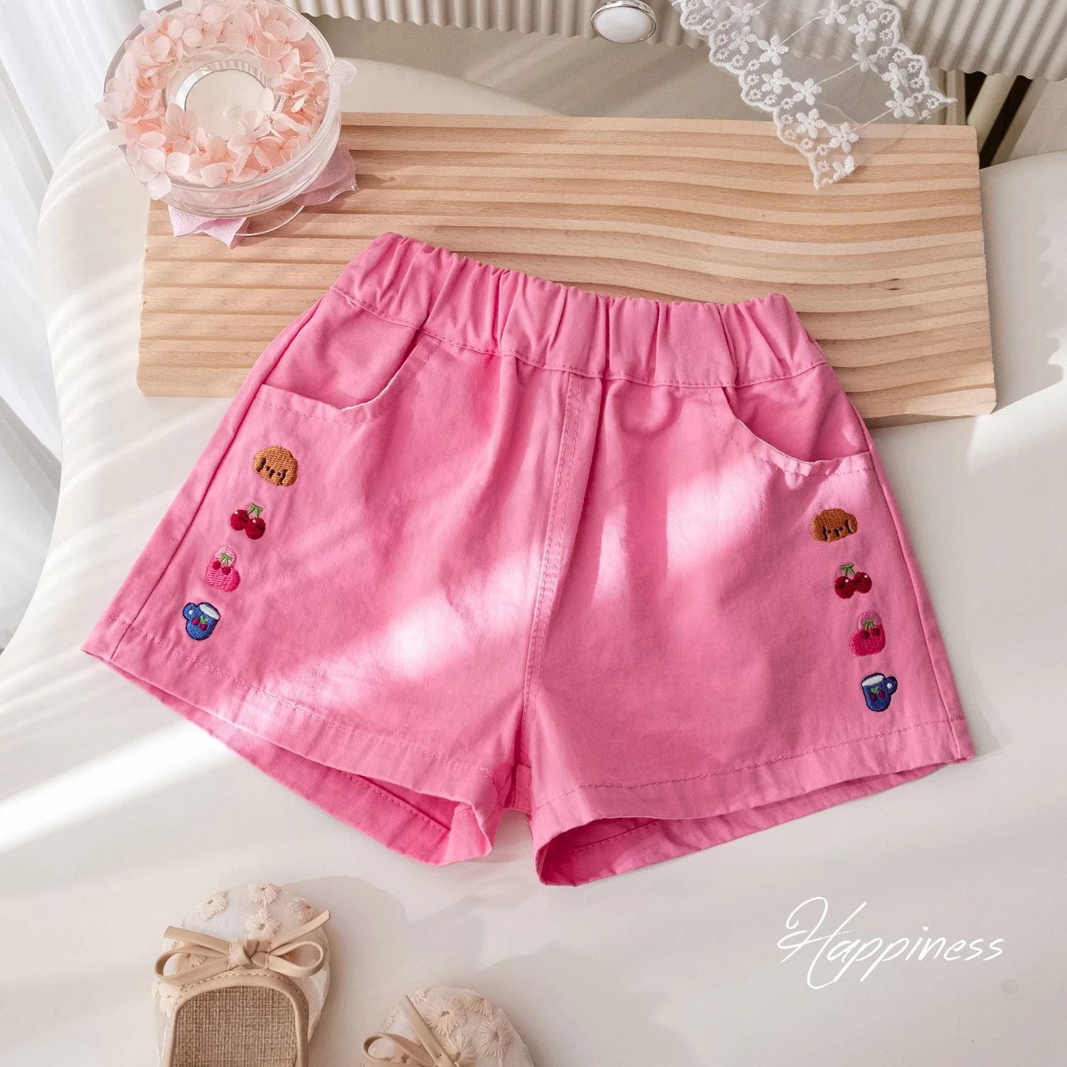 Toddler Girls Casual Shorts Summer Cartoon Embroidery Shorts Cute Korean Style Loose 1-6Years Baby Girls Clothes