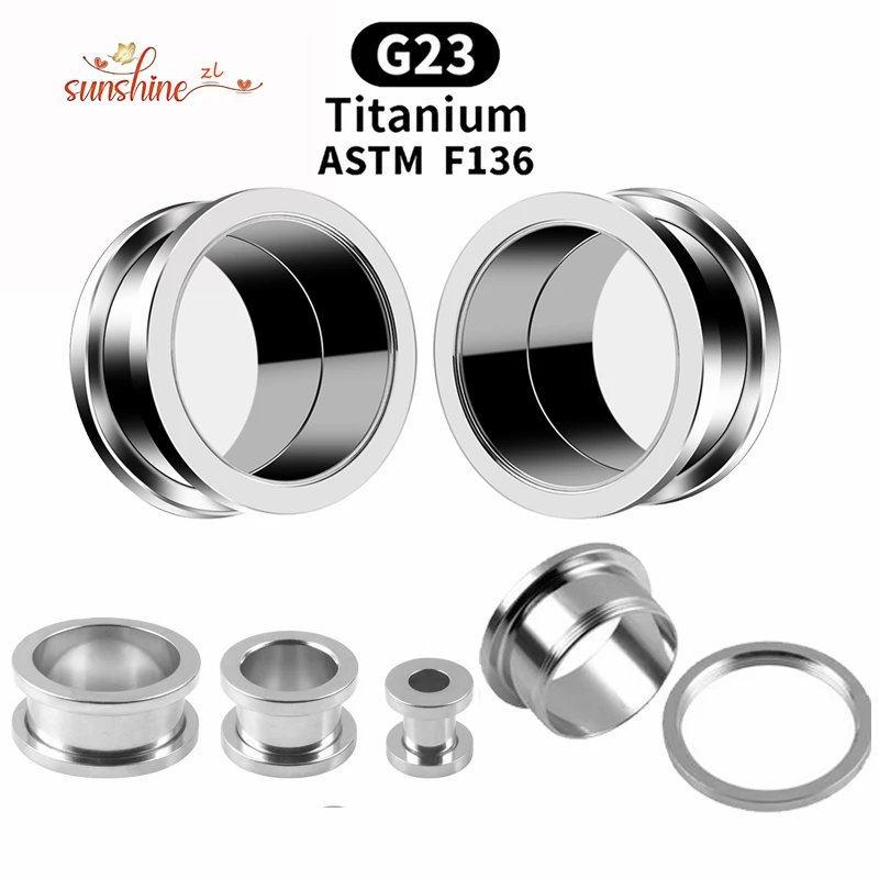 ASTM F136 Titanium Pulley Ear Flesh Tunnel Plug Piercing Earlet Gauges Expanders Double Flared