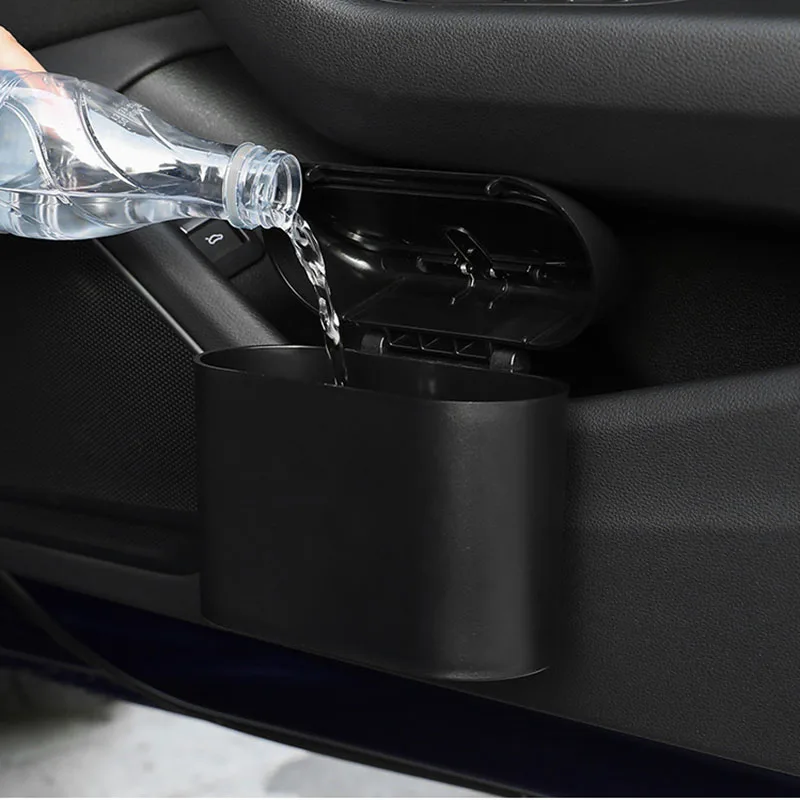 Car Trash Bin Hanging Vehicle Garbage Dust Case Storage Box Abs Square Pressing Type Trash Can Auto Interior Car Accessories
