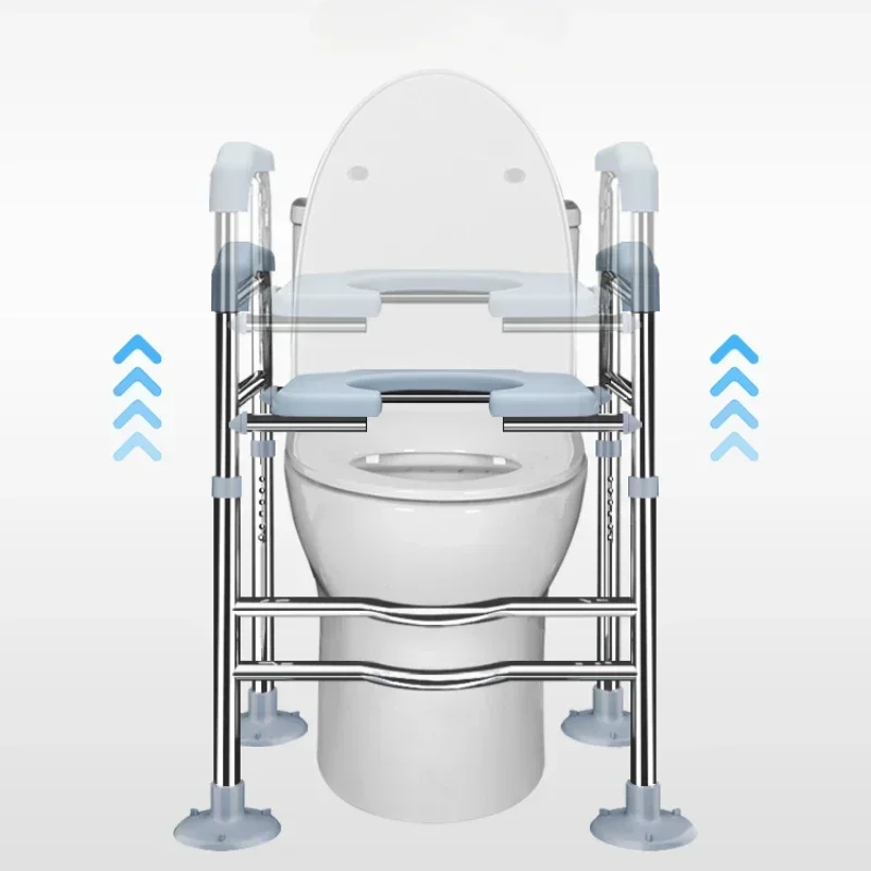 Toilet Booster Chair with Handrails Portable Elderly Toilet Seat Easy Clean Commode Senior Mobility Aid Bathroom Helper 4