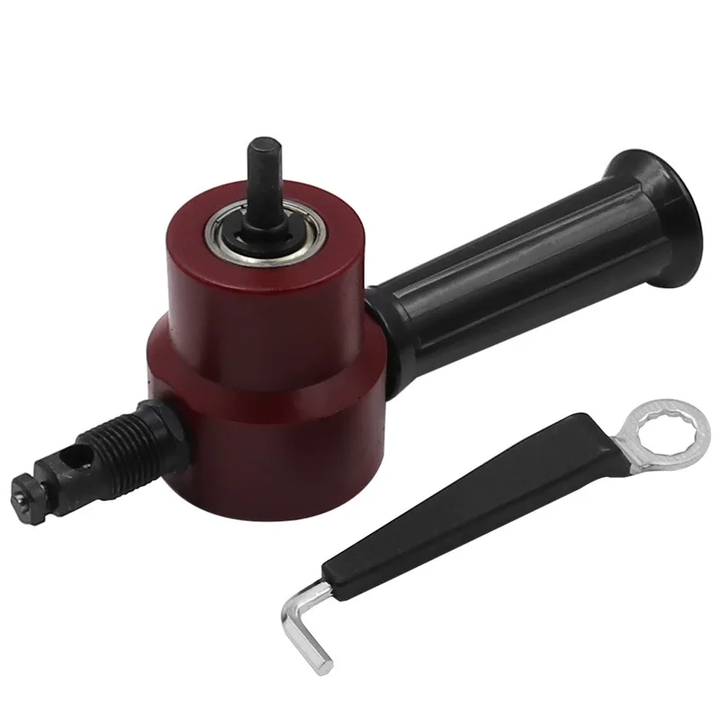 Double Headed Sheet Metal Cutting Nibbler Metal Saw Cutter 360 Degree Adjustable Drill Attachment with Extra Punch Cutting Tools 5
