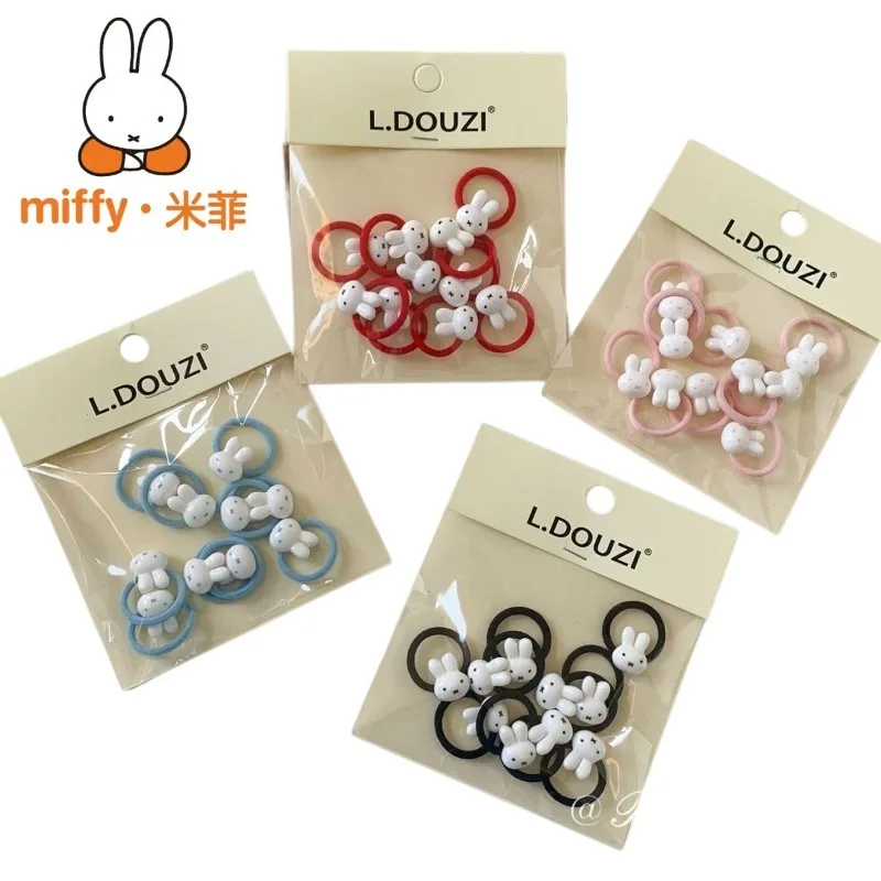 10 Stück Cartoon Miffy Haargummi-Stirnband, niedlich und kreativ, schadet dem Haar nicht, Kawaii, exquisites und süßes Haargummi für Mädchen