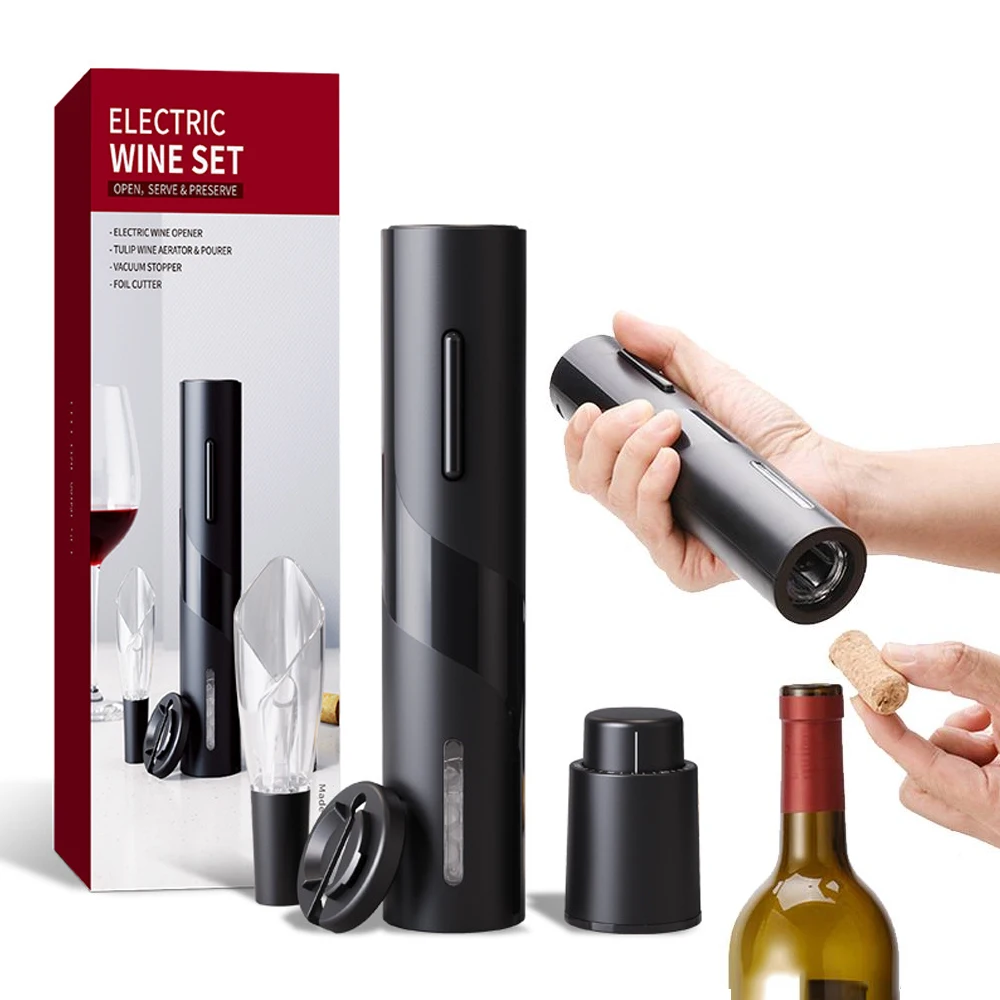 Rechargeable Electric Wine Bottle Opener with Charging Base & Foil