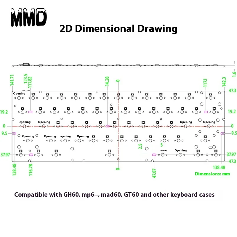MMD AR60 HE Gaming Keyboard PCB Hall Effect Switch 0.005ms RT DKS