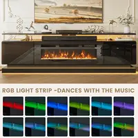 70' Modern Fireplace TV Stand, Black Media Console with Storage for TVs Up to 80', Living Room Entertainment Center 6