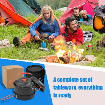 Camping Cooking Set Outdoor Lightweight Equipment Camping Cookware Kit For Traveling Trekking Hiking Supplies 2