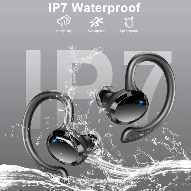 Auricolari wireless, auricolari Bluetooth 5.3 bassi stereo, microfono in-ear con cancellazione del rumore, auricolari sportivi impermeabili IP7, riproduzione 40 ore. 6