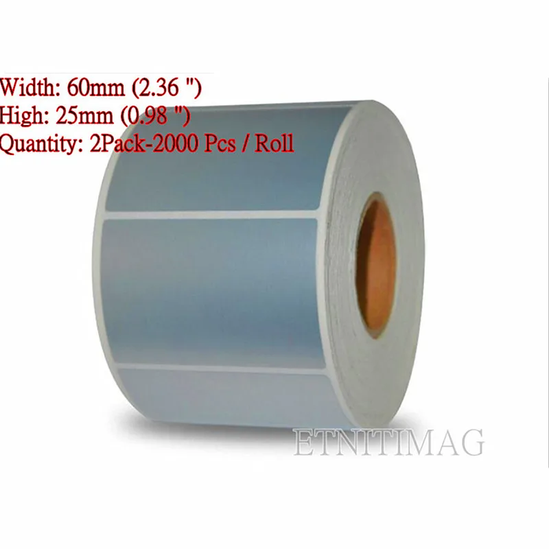

Blank Silver PET Label Sticker 60x25mm(0.98")x2000 Sheet/Roll Waterproof tearproof oilproof PET Sticker For Electronic Products