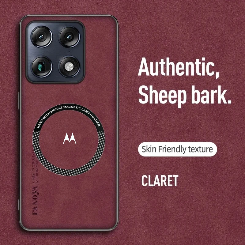 Premium Sheepskin Leather Case with Car Magnetic Mount and Anti-Drop Protection