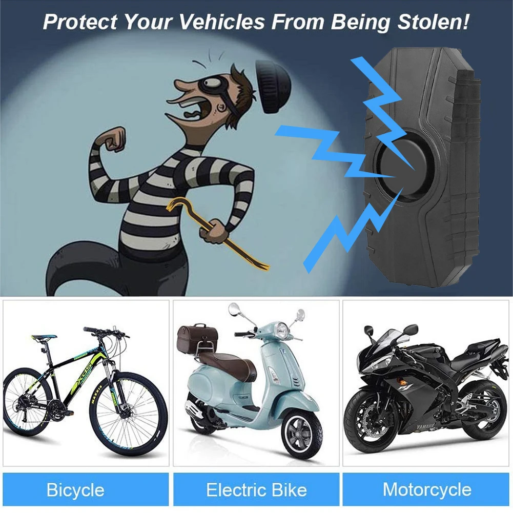 Motorcycle Bicycle Alarm with SOS Function and Anti-Theft Wireless Remote Control 113dB Powered by Battery IP65 Waterproof
