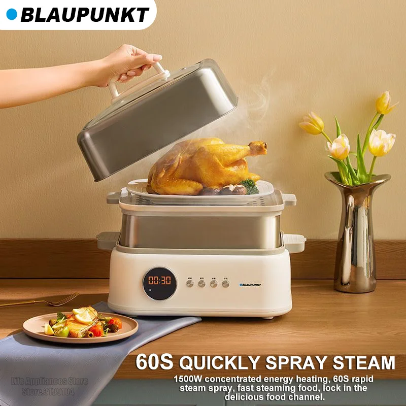 BLAUPUNKT Electric Steamer 10L Double Layers Stainless Steel Steam Pot 220V Automatic Steaming Box Household Multi Cooker