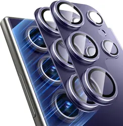 Premium Camera Lens Protector Tempered Glass with Metal Scratch Resistance - 2 Pack - Samsung S24 Plus (Purple x2)
