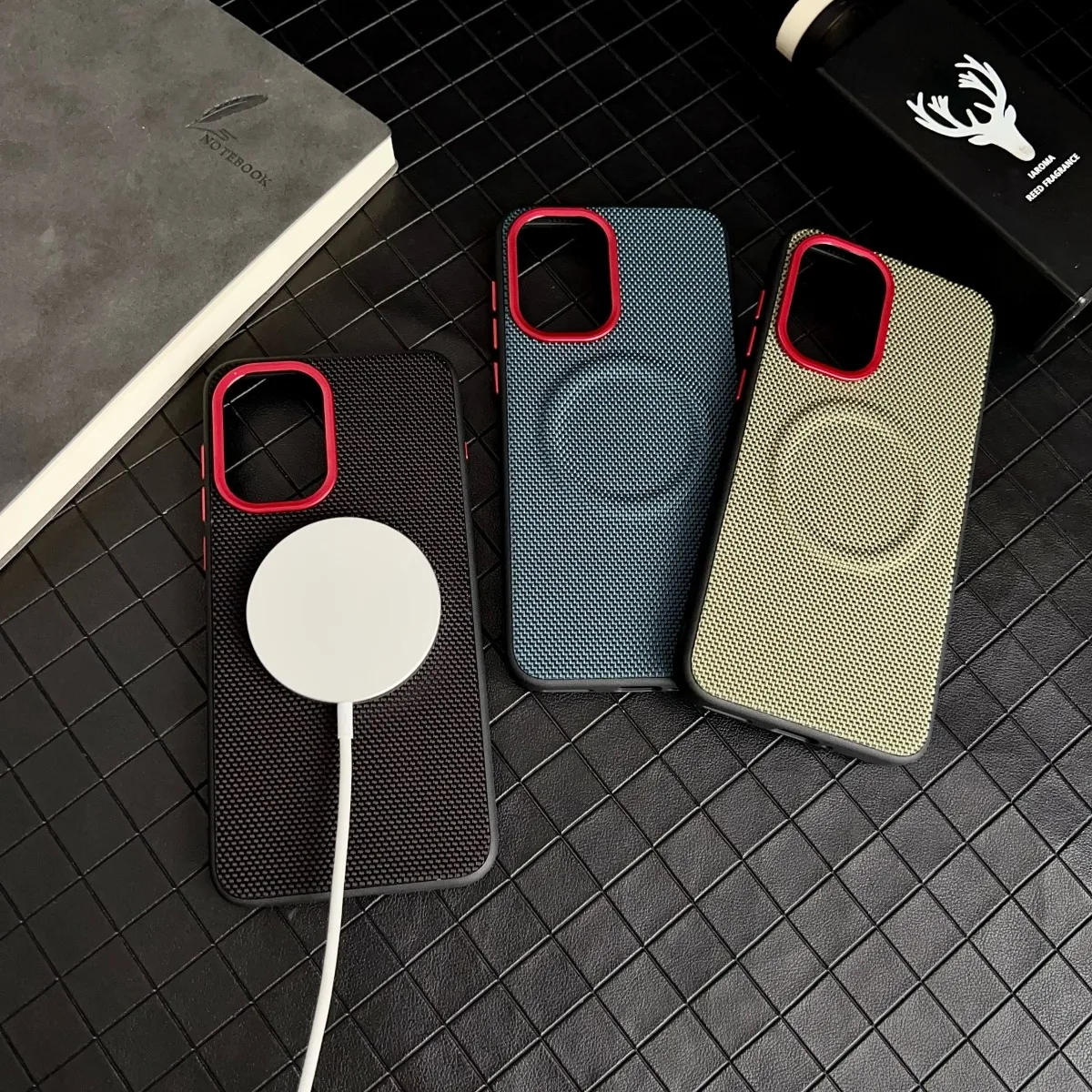 Magnetic Luxury Leather Phone Case - Soft TPU+Nylon Woven, Shockproof Protection Cover