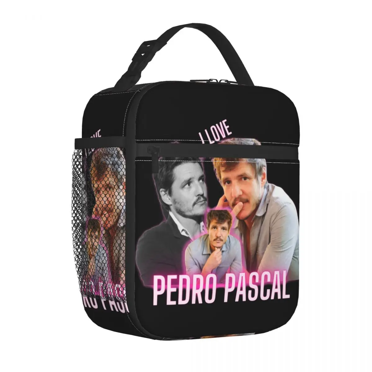 

I Love Pedro Pascal Insulated Lunch Bag Portable Actor Lunch Container Thermal Bag Tote Lunch Box College Picnic Men Women
