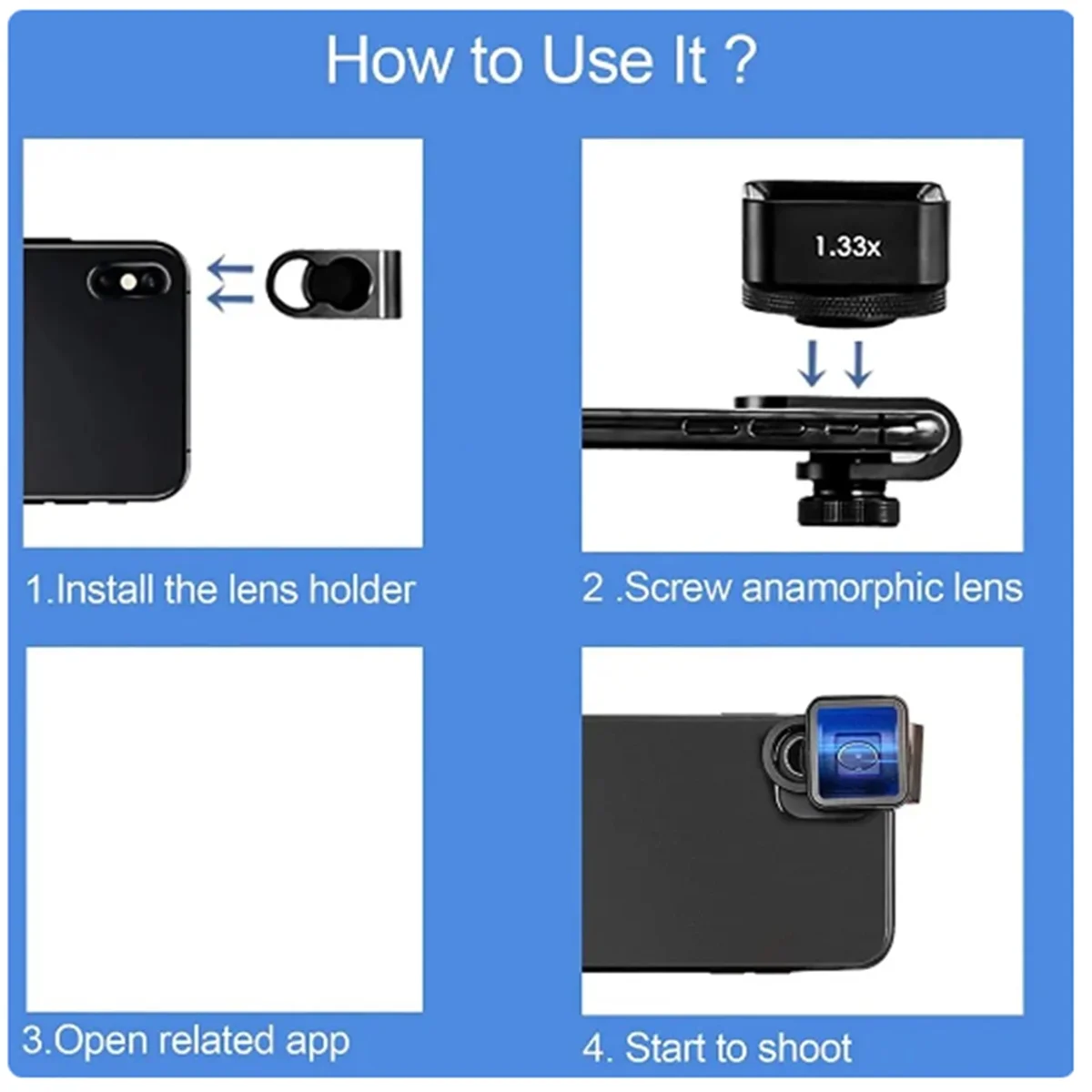 1.33X Anamorphic Lens for Phone Camera