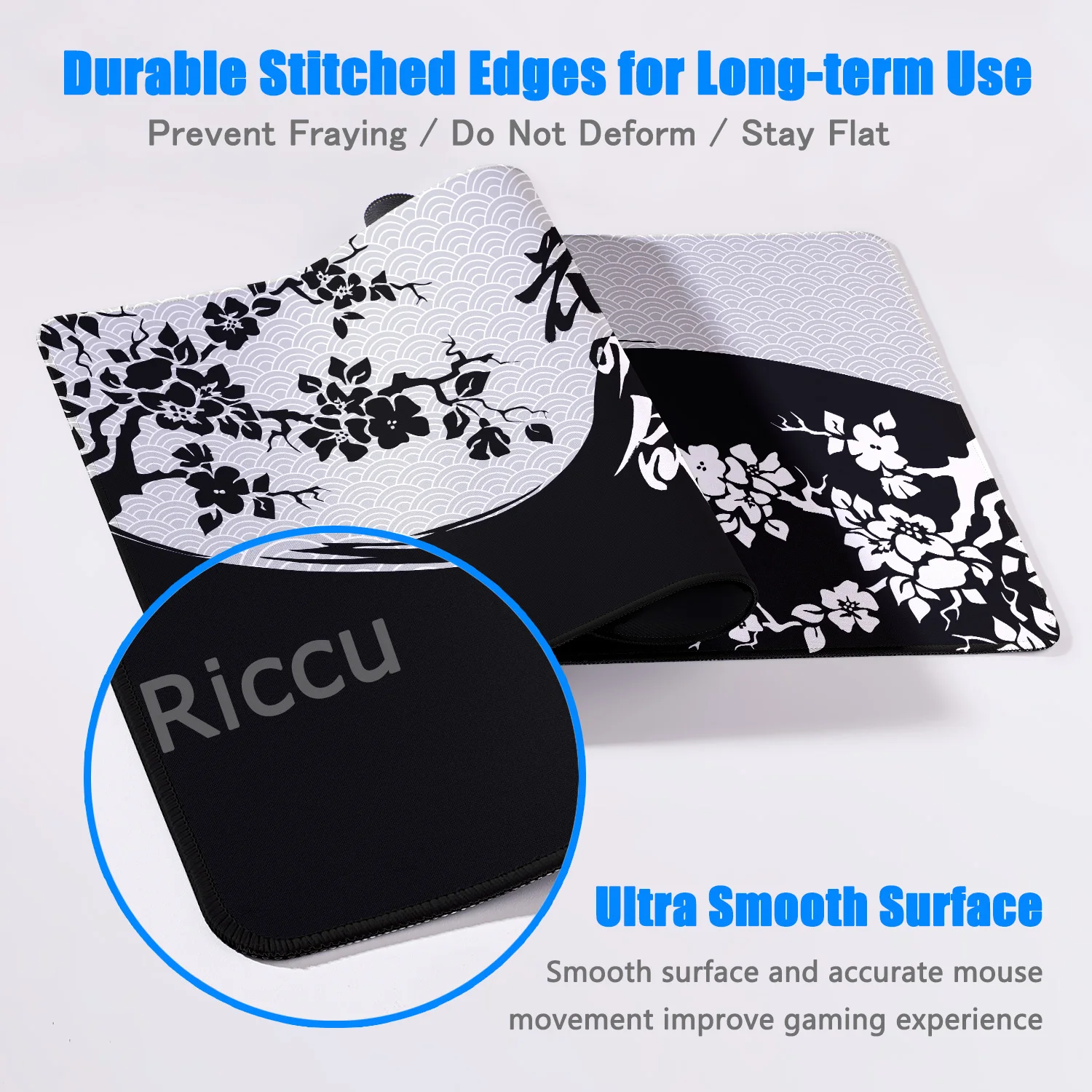 Computer Home HD Keyboard Mat XXL Black And White Cherry Blossom Mousepad Deskmat 90x40cm Laptop Soft Anti-slip Mouse Pad