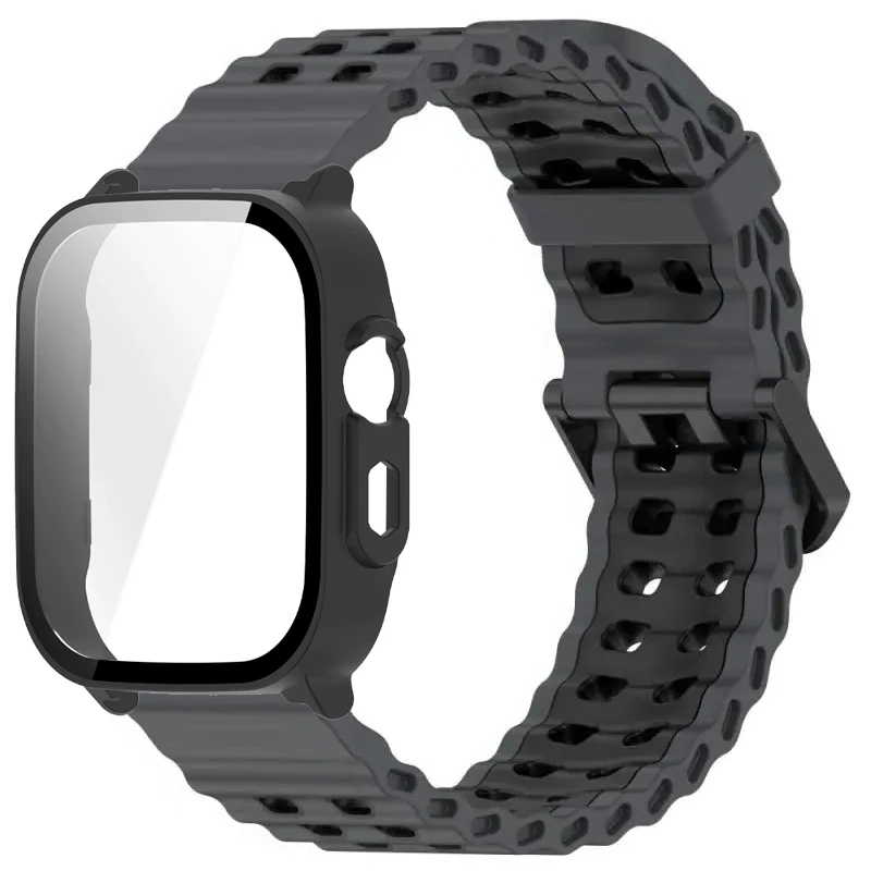 Silicone Band and Protective Case for Smartwatch - Premium Wristband Accessory Set with Screen Protector and Strap