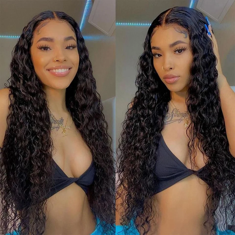 13X4 Kinky Curly Lace Wigs Synthetic Wig 180% Density Natural Black Soft Long Glueless High Temperature With Baby Hair For Women