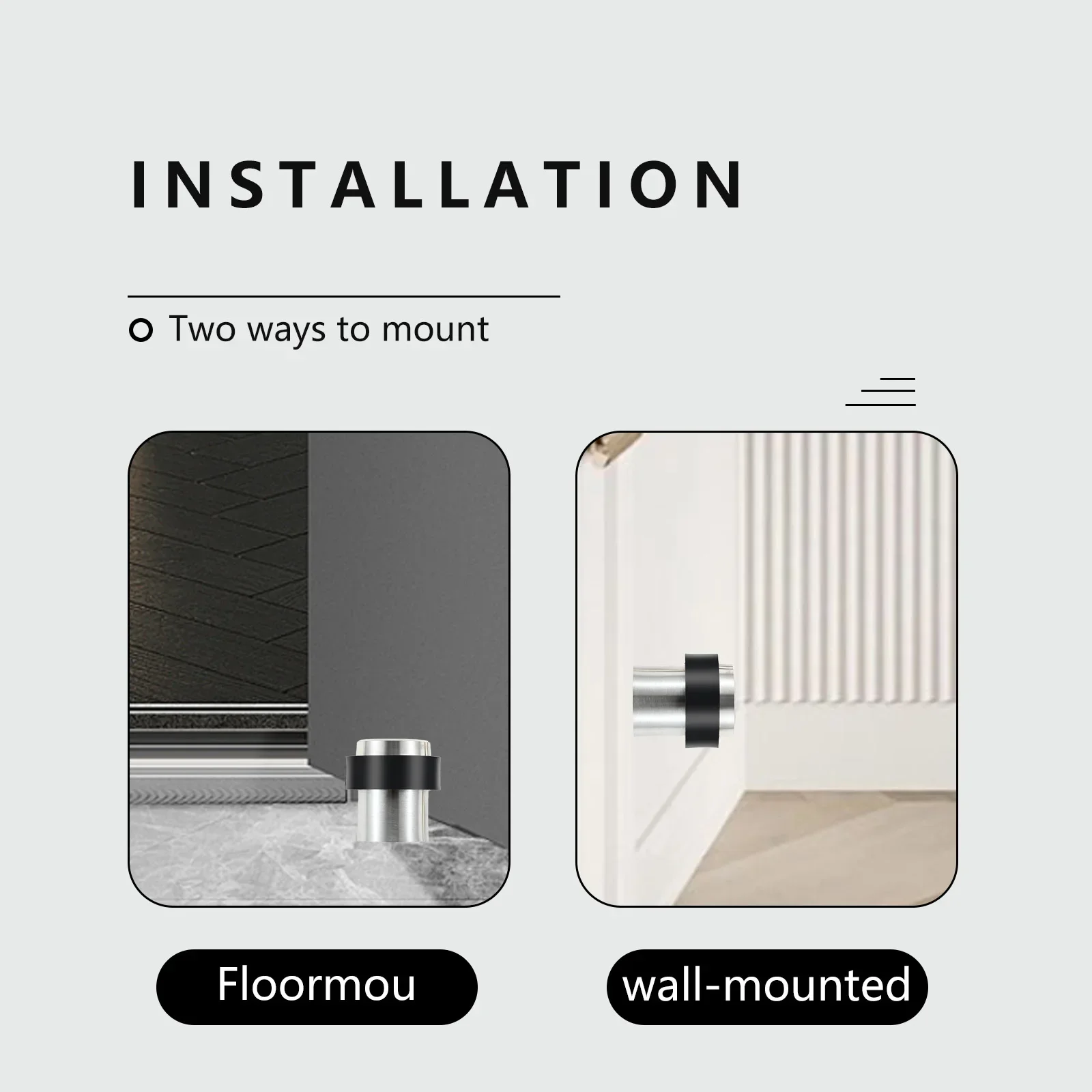 Stainless Steel Mute Door Stopper Floor Wall Mounted Anti-collision Cylindrical For Wood Glass Ceramic Tile Doors 1Pc door stopper
