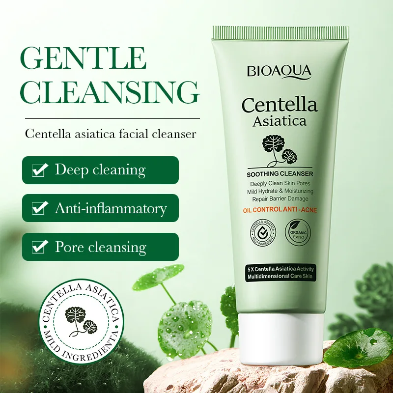 1/2pcs BIOAQUA Centella Asiatica Facial Cleanser Moisturizing Oil Control Cleansing Face Wash Foam Facial Cleanser Skin Care 2