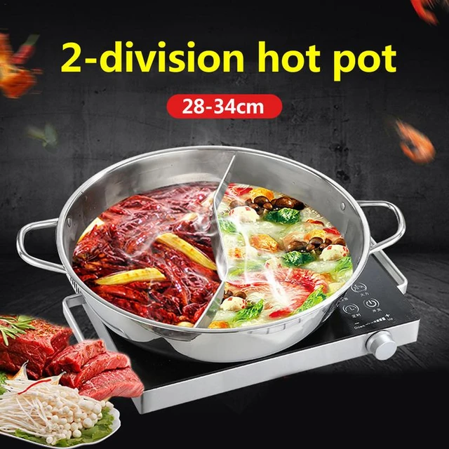 Double Flavor Pot Restaurant Hot Pot Stainless Steel Shabu Hot Pot With  Divider For Induction Cooker Kitchen Cooker Mandarin - AliExpress