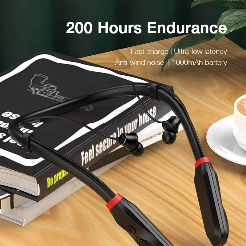 EARDECO i35 200 Hour Playback Bluetooth Headphone Bass Wireless Headphones Neckband Earphone with Mic Sport Music Headset Stereo - Image 2
