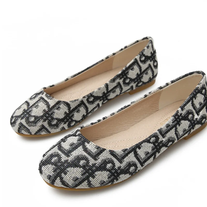 Lady Luxury Designer Cloth Flats Shoes Round Toe Slip-Ons For Wide Foot 44-32 2023 New Arrivals Black Moccasines Ballet Loafers 5