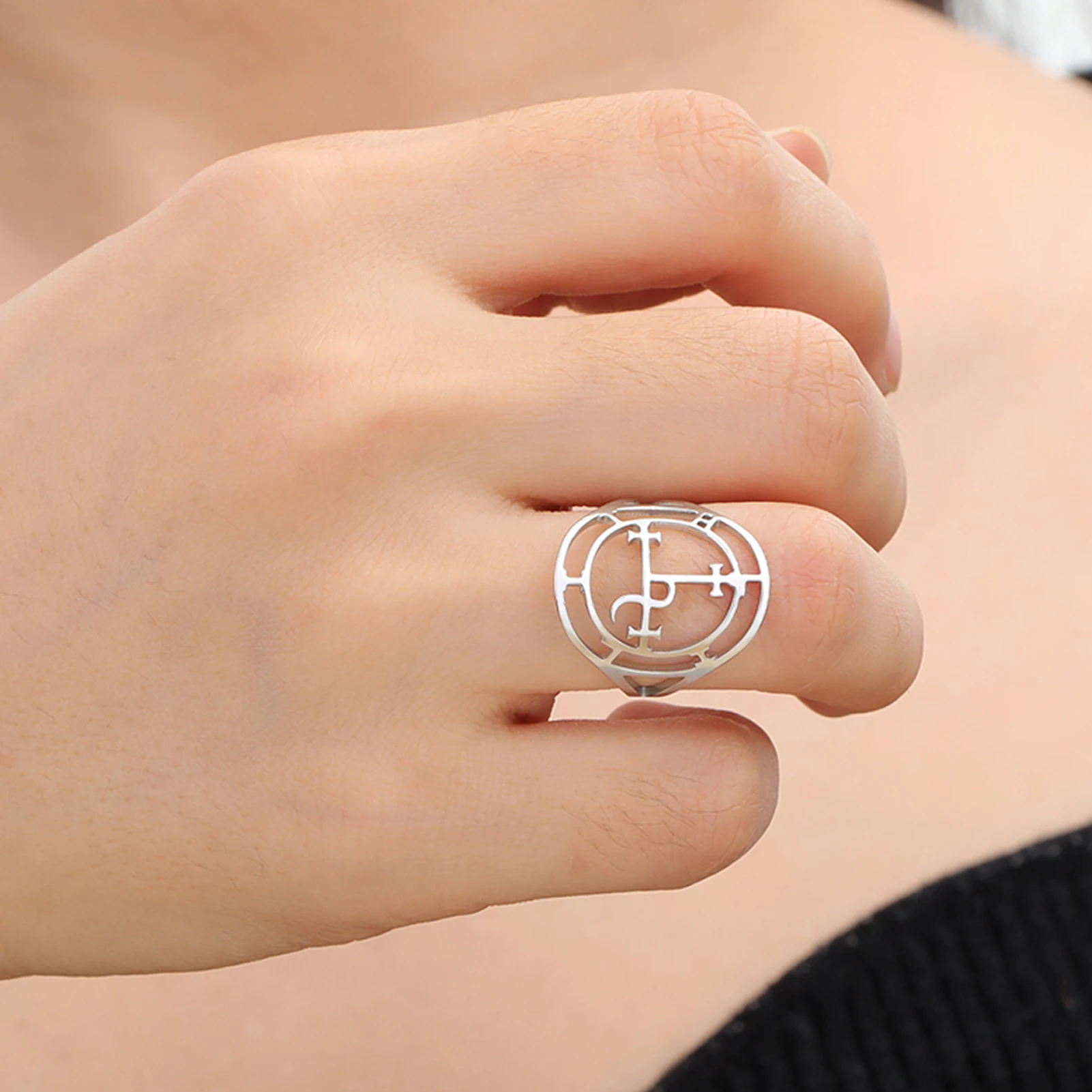 Sigil of Lilith Gothic Stainless Steel Ring - Vintage Amulet Jewelry