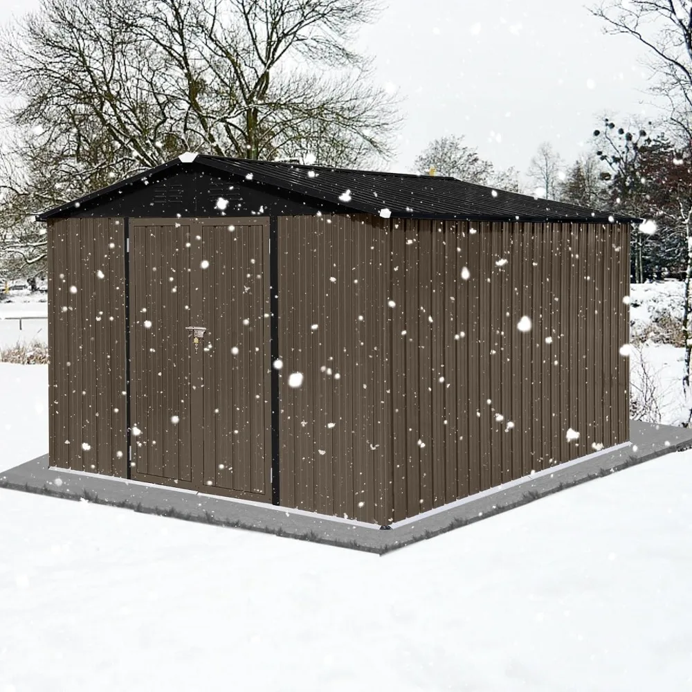 10ft x 8ft Garden Storage Shed,Metal Outdoor Storage Sheds with Vents,Hinged Door and Padlock,Practical Tool Storage shed 4