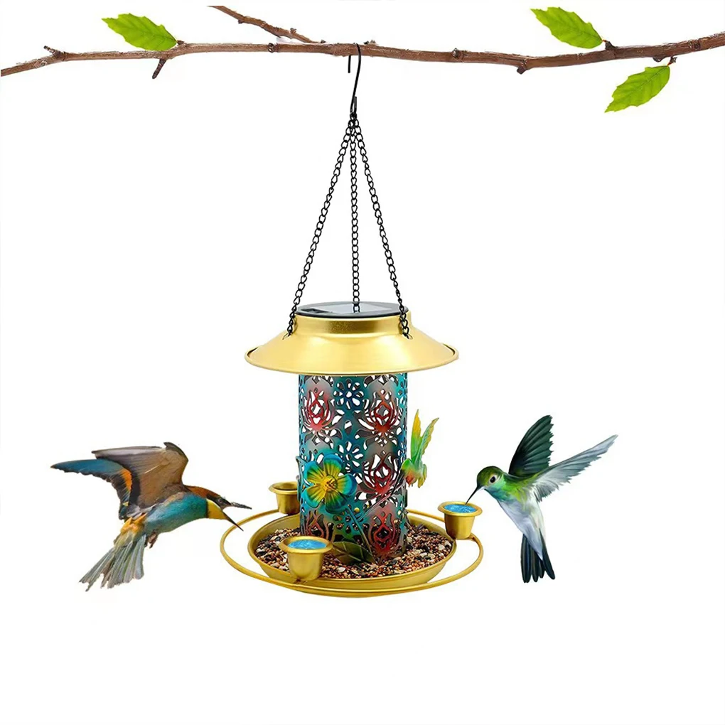Solar Outdoor Courtyard Garden Tree Hanging Light Hanging Bird Feeder Hollow Waterproof Decorative LED Light Feeding
