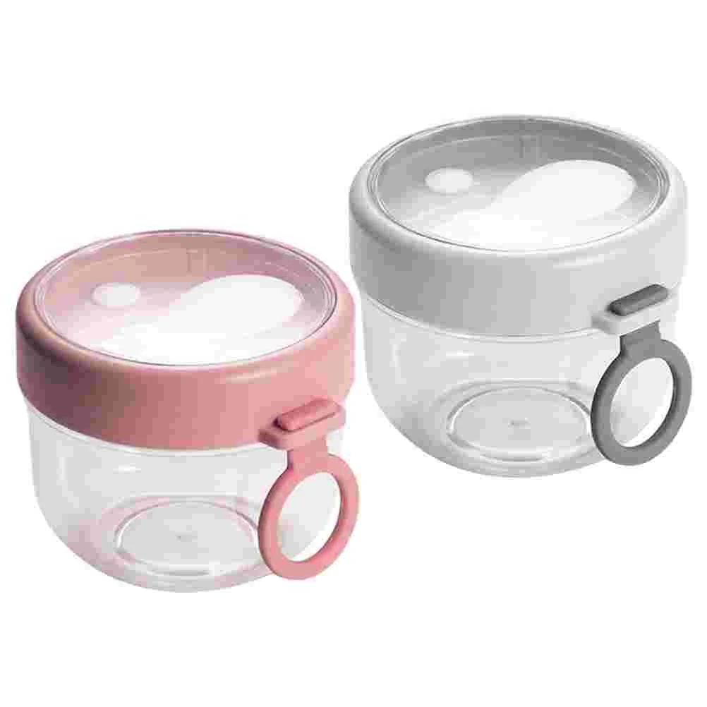 

2pcs Container For Food Lidded Oatmeal Cup Overnight Sealed Breakfast Containers with Spoons