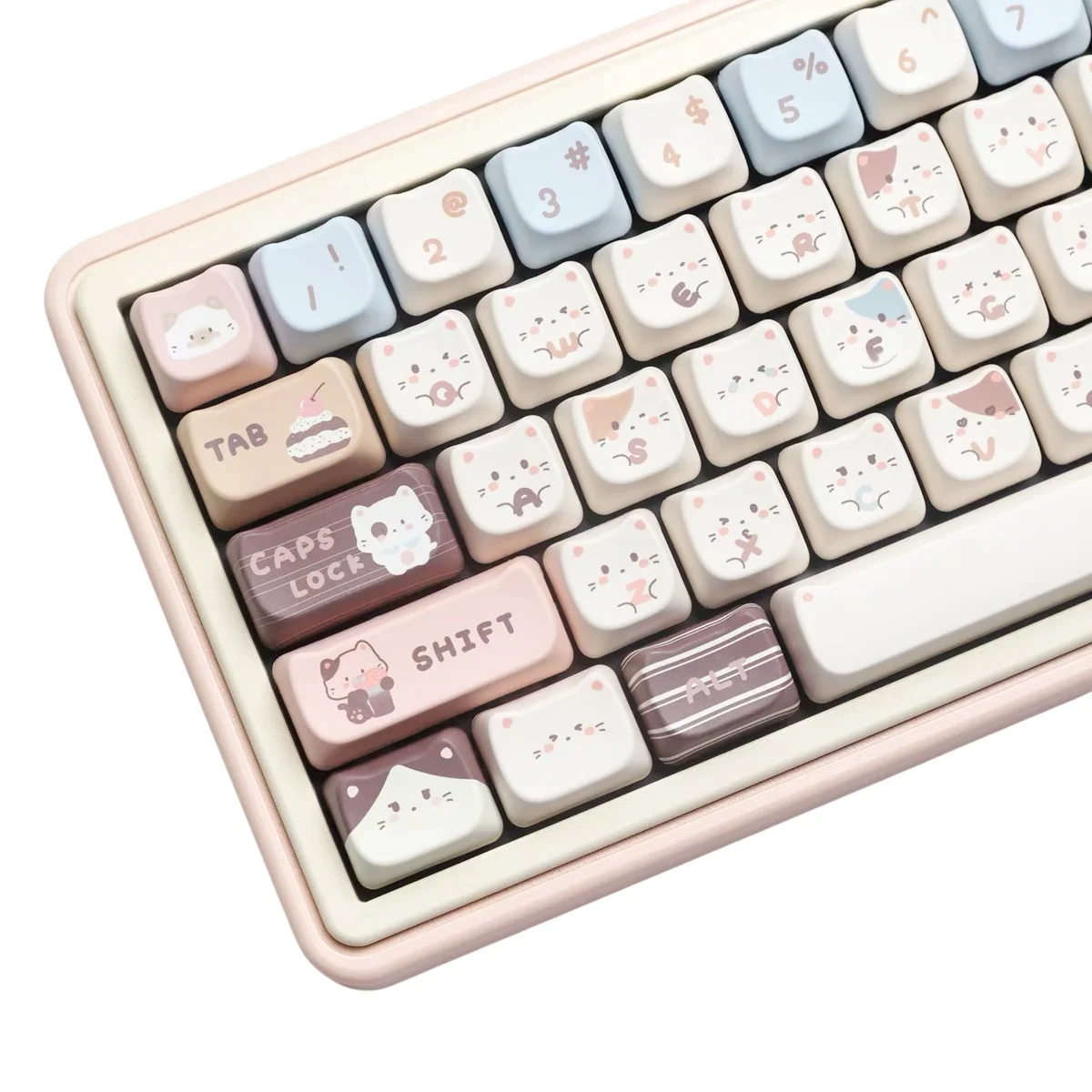 

Aulidtech Sea Salt Cat Head Keyboard Keycaps MAO Profile Cute Cake Dessert Keycaps Expression PBT 140 Keys for 60% 80%100%