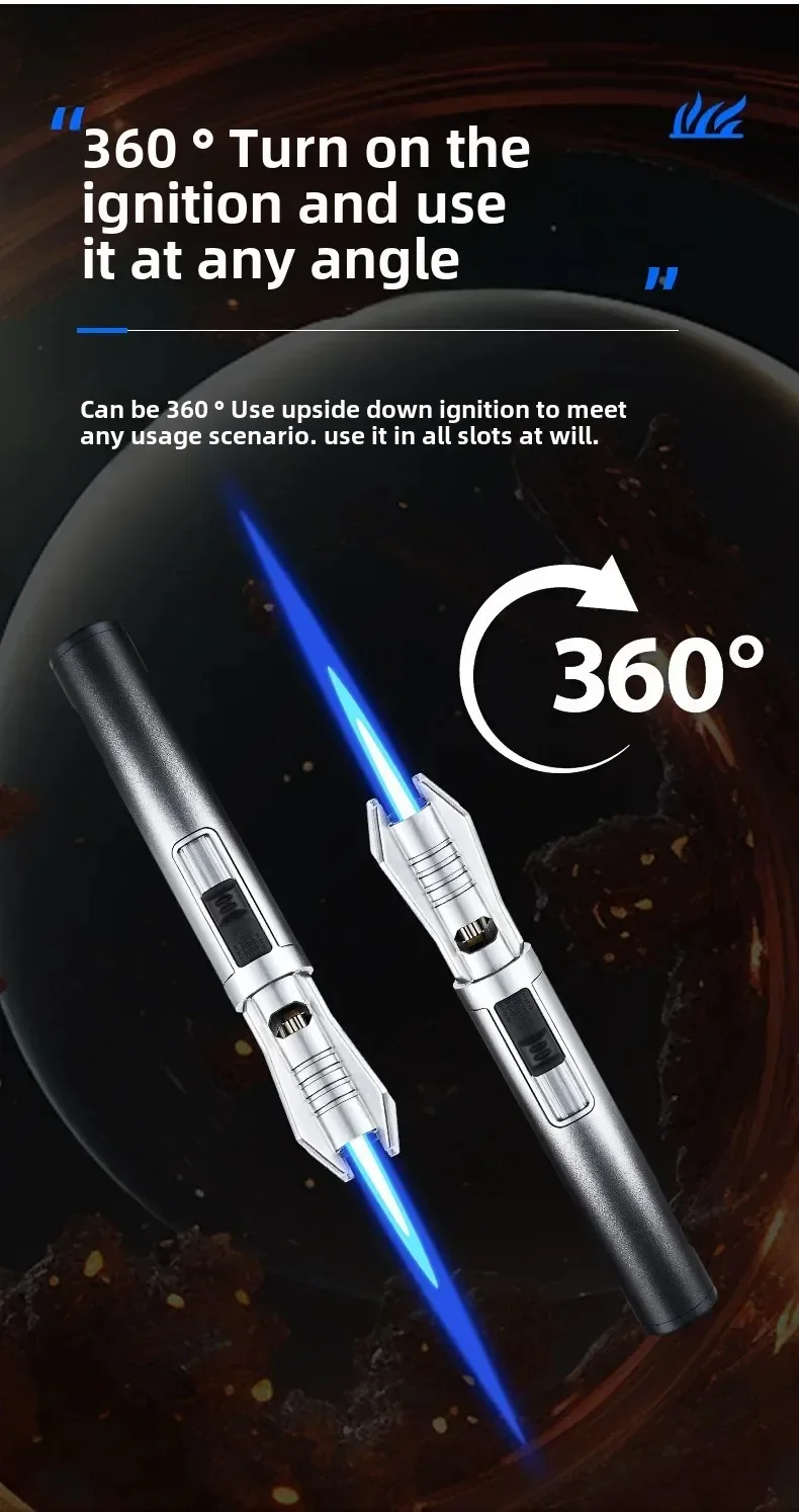 2025 Planet Lightsaber Butane Gas Lighter 360° Use Metal Outdoor Windproof Turbine Torch Jet Lighter Gun BBQ Welding Cigar Tool