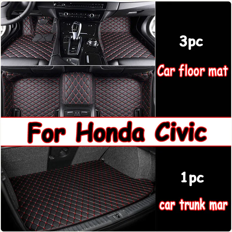 

LHD Car Floor Mats For Honda Civic 2022 2023 2024 Carpets Styling Protect Accessories Rugs Foot Pad Auto Parts Waterproof Covers