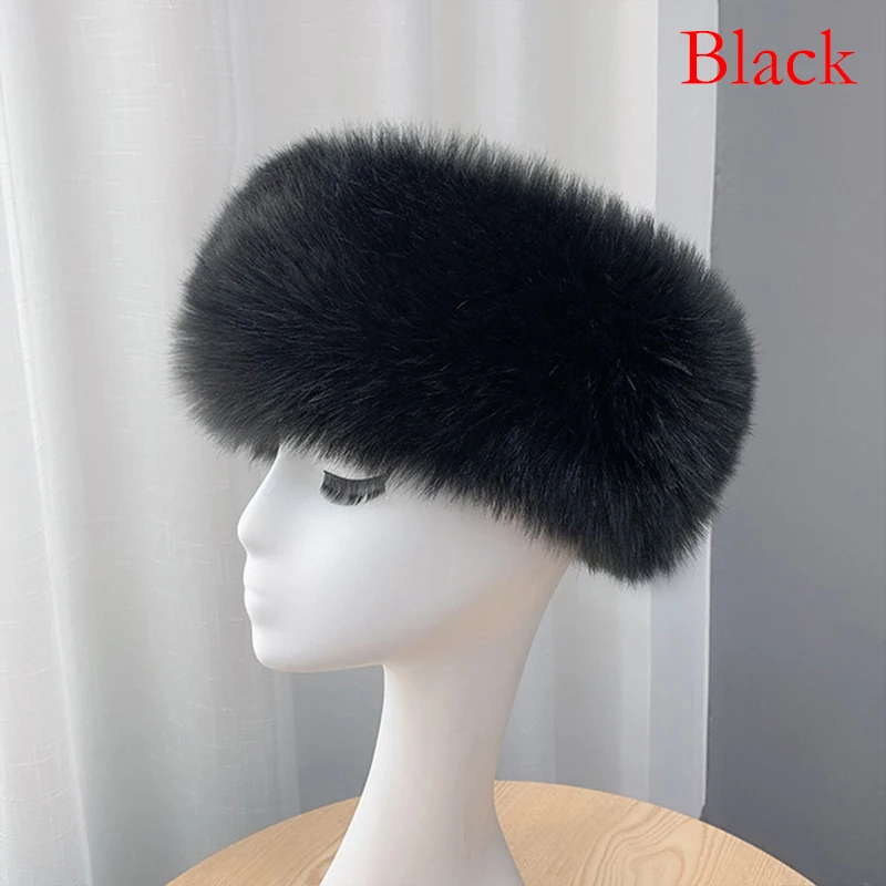 Winter Imitation Fur Hair Band Thick Hair Hoop Women'S Warm Without Top Fur Hat Outdoor Travel Wide Edge Plush Headband Ski Cap