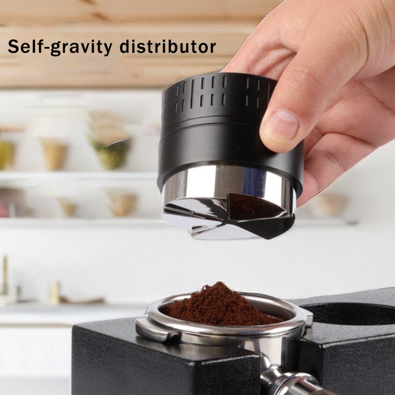 51/53/58mm Coffee Tamper Self-gravity Powder Distributor Four Pulp Base Stainless Steel Espresso Powder Hammer Coffee Tool