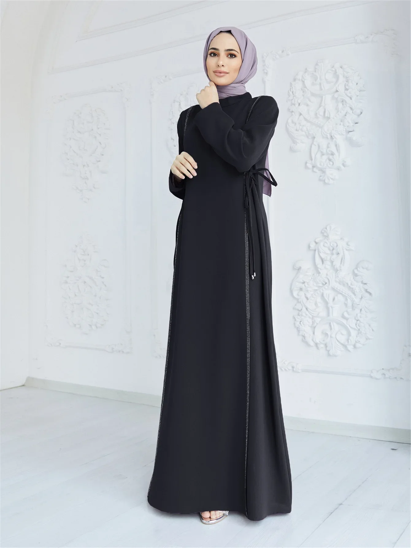 Sa228345e6f23408bb1219363af5d421aL Eid Muslim Dress Women Abaya Kimono Kaftan Beading Hijab Dresses Jilbab Dubai Robe Khimar Dubai Islam Clothes Kebaya Abayas Mallzona