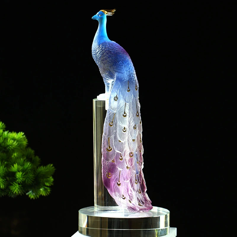 Super Beautiful Peacock Statue Colored Glaze Luxrury Home Decoration
