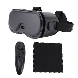 Immersive 3D VR Headset with Adjustable Lens and Bluetooth Controller (Black)