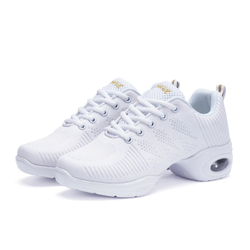 Women Dancing Shoes Jazz Dance Sneakers Hip Hop red white Breathable soft sole comfortable flexible Dance Sport Shoes 6