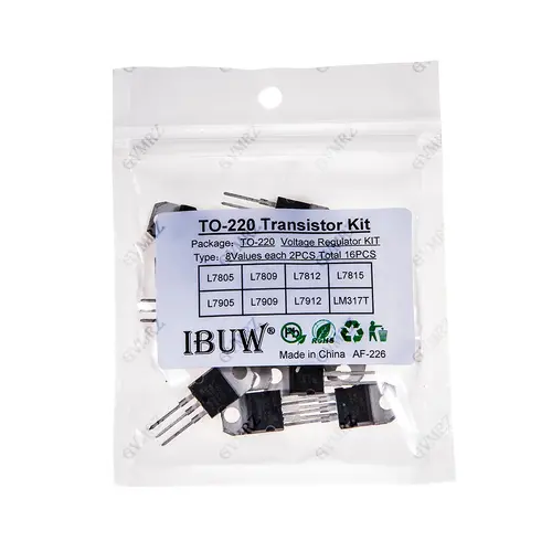 16PCS 8Values TO-220 Transistor Kit (L7805/L7812 etc.) Voltage Regulator for Industrial Power Supply DIY Project LM317T L7805 - Image 2